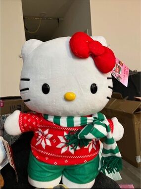 Hello Kitty Red & Green Holiday Plush with Red Bow
